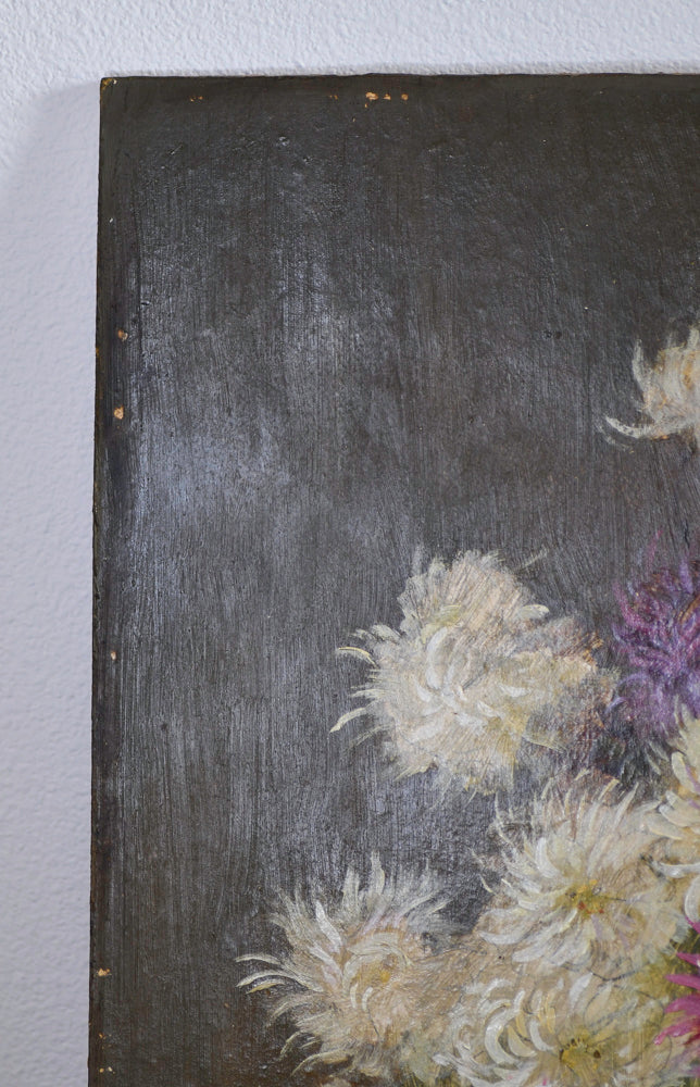 Purple Floral Still Life Vintage Painting, 24” BB Antiques & Imports