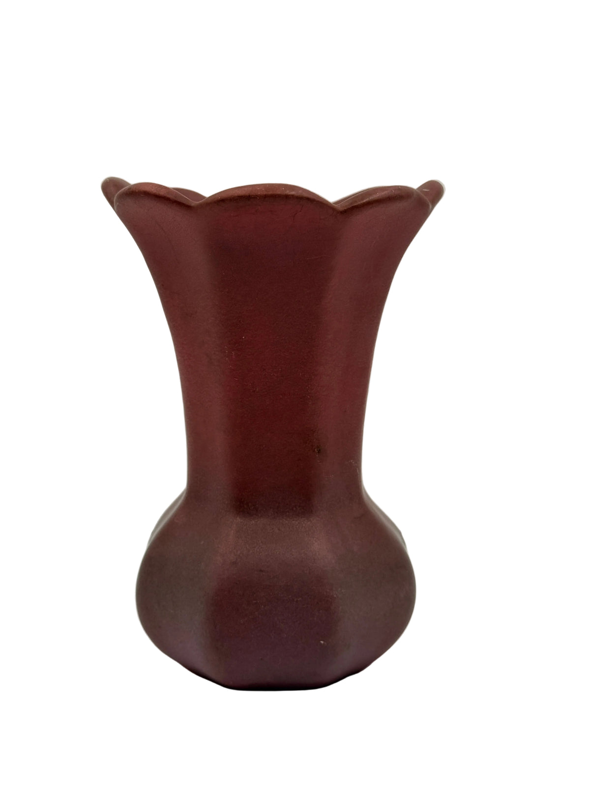 Van Briggle Pink Scalloped Vase, 5"