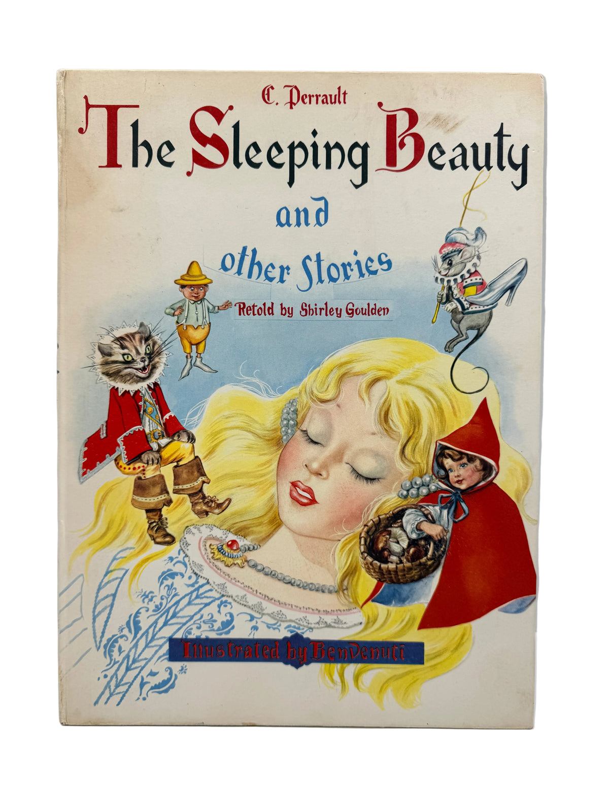 Vintage illustrated book cover for 'The Sleeping Beauty and other stories' by C. Perrault, retold by Shirley Gouden.