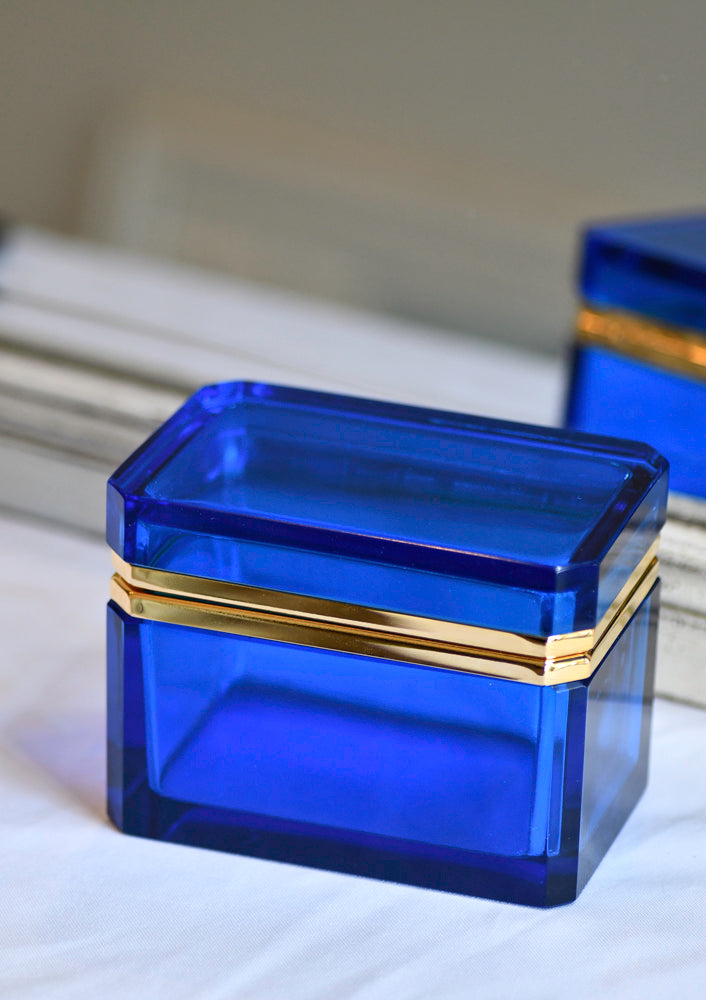Murano Style Blue Opaline Jewelry Box