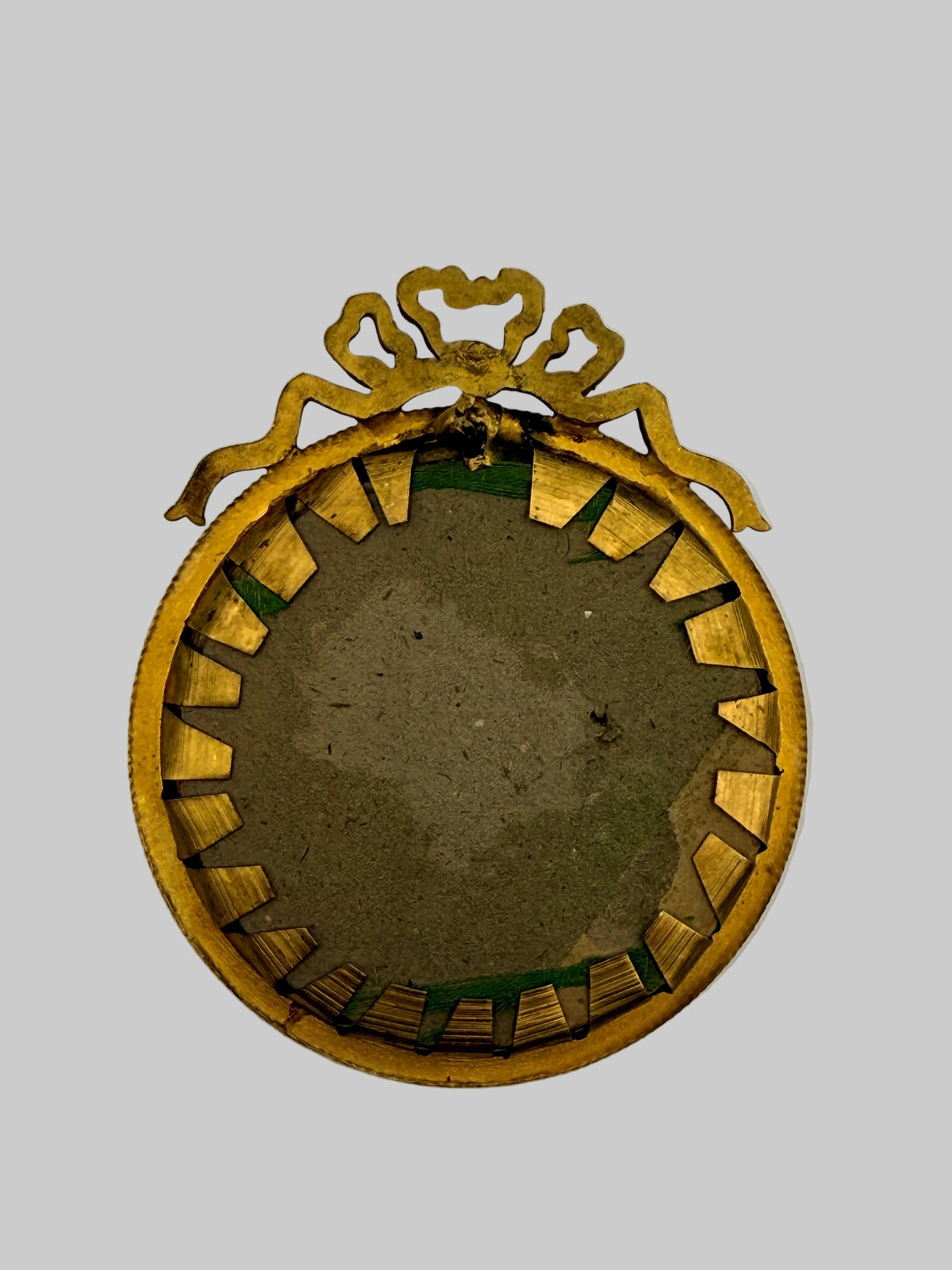 Miniature French Framed Female Portrait in Round Crowned Gold Frame, 3”