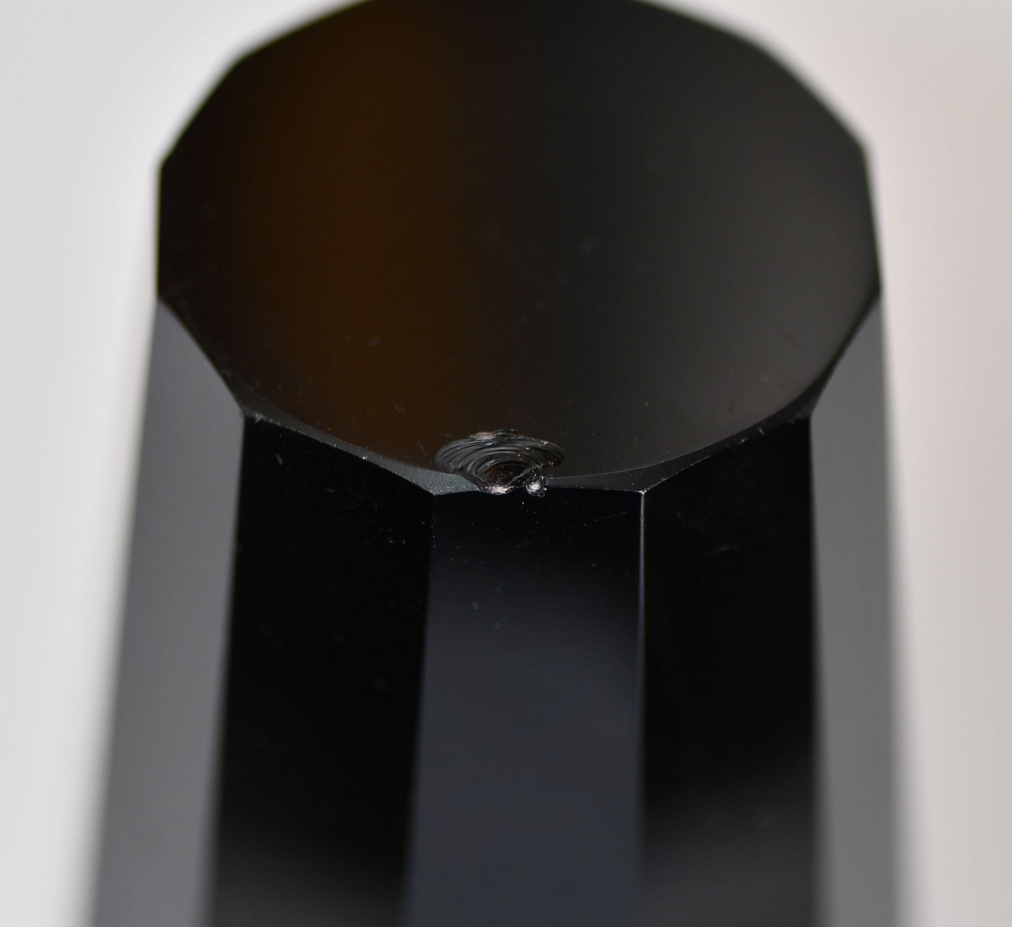 Moser Style Vintage Black and Gold Glass Vase, 6"
